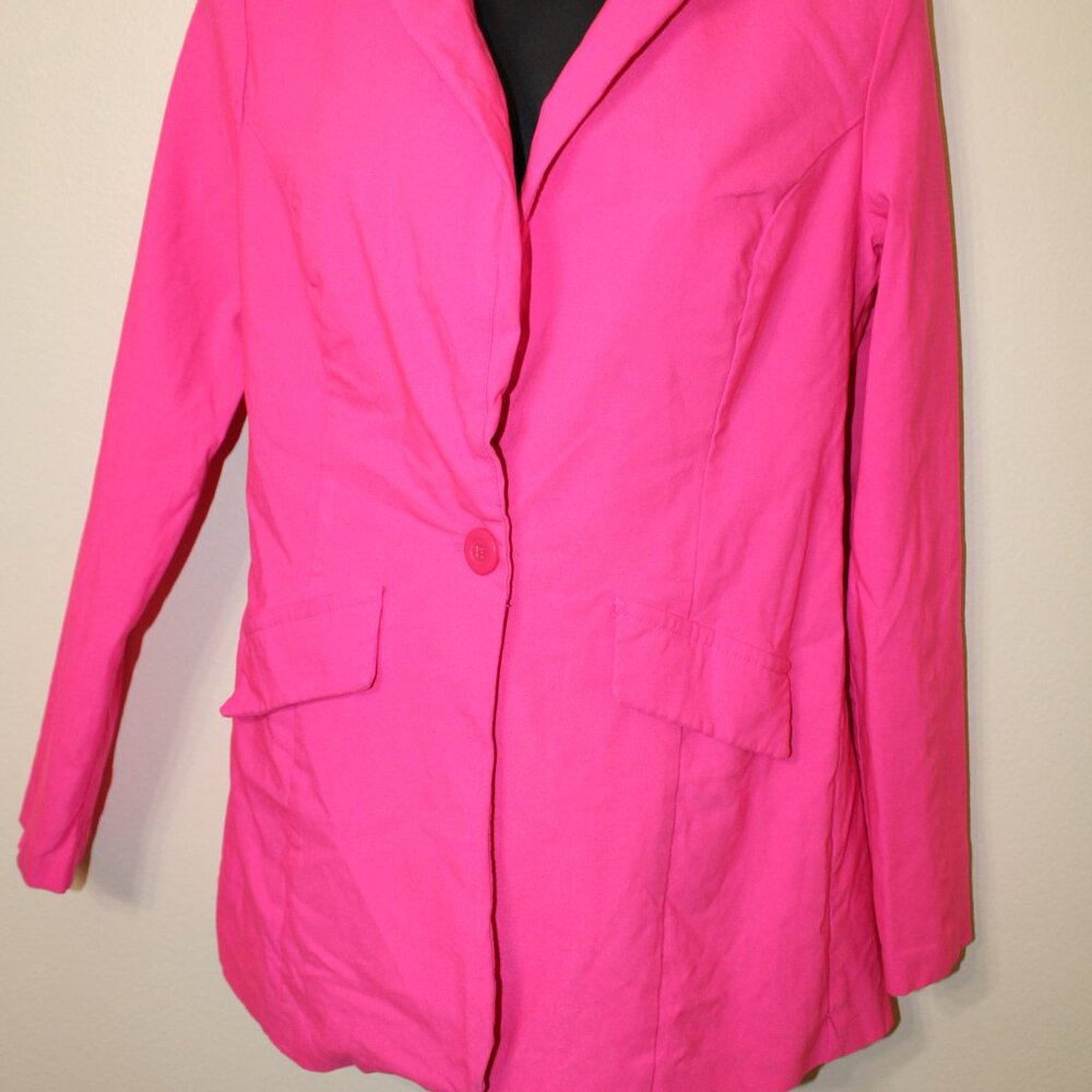 Whatever Hot Pink Blazer Large Barbiecore Statement Jacket - Picture 6 of 6